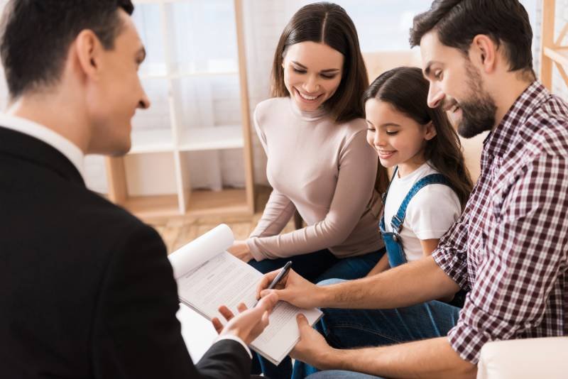 Insurance agent with family